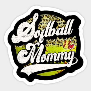 Softball Mommy Vintage Leopard Softball Family Matching Sticker